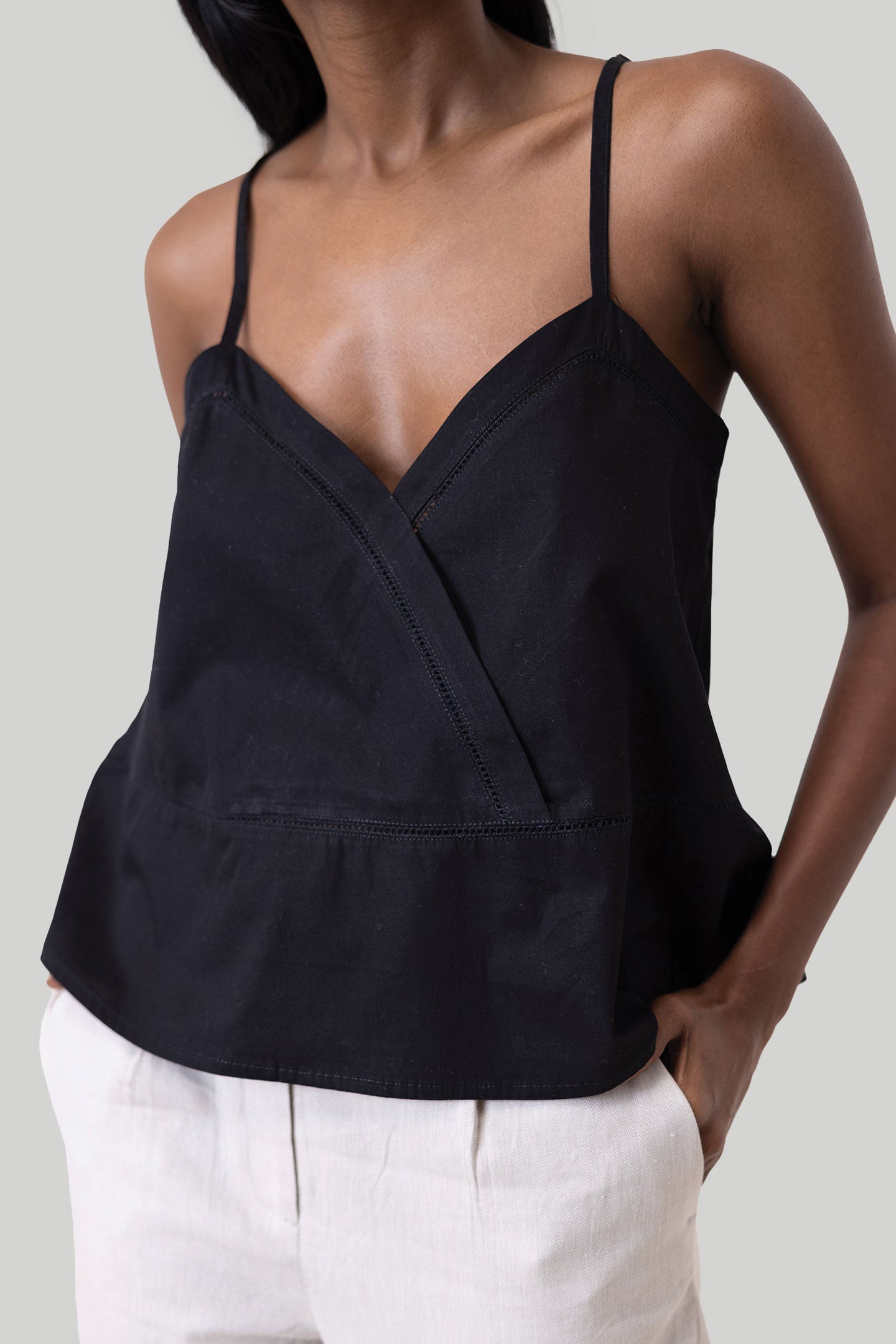 V-neckLaceCamisoleinBlack-2