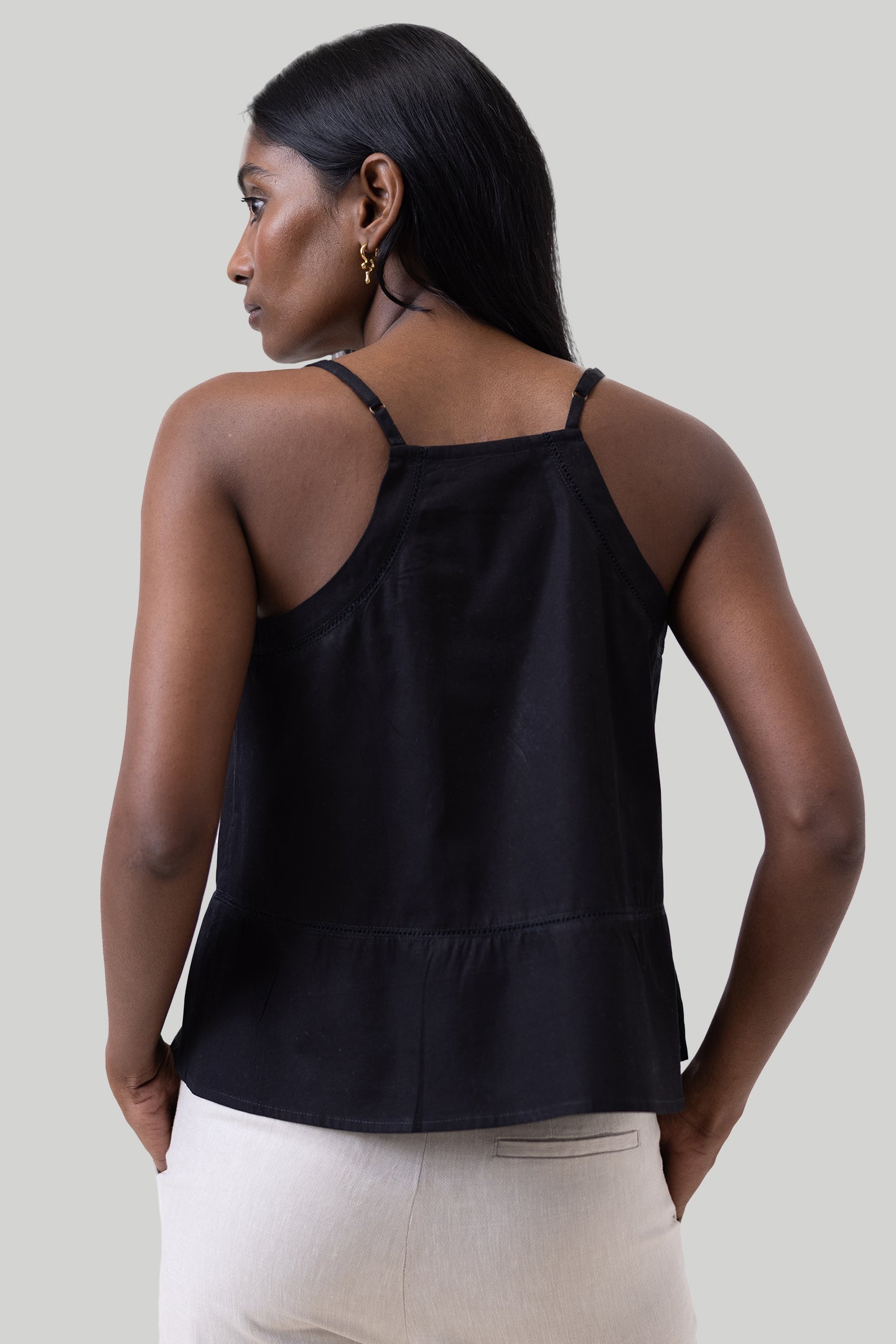 V-neckLaceCamisoleinBlack-3