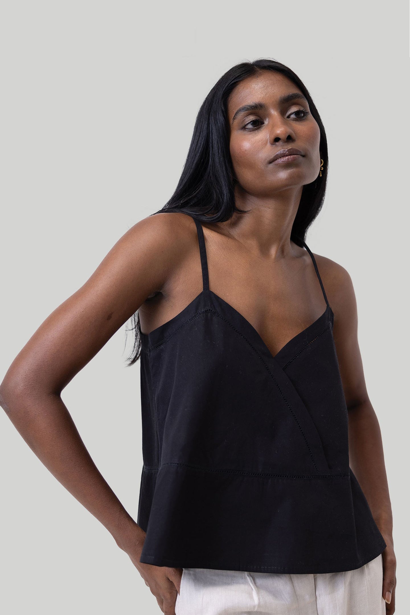V-neckLaceCamisoleinBlack-1