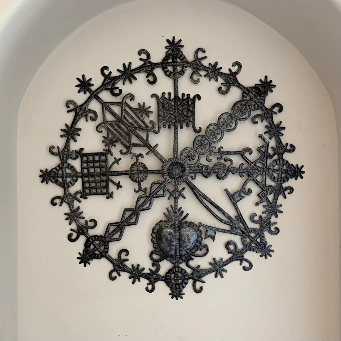 Haitian Veve Symbol Metal Wall Art Recycled Steel Vodou