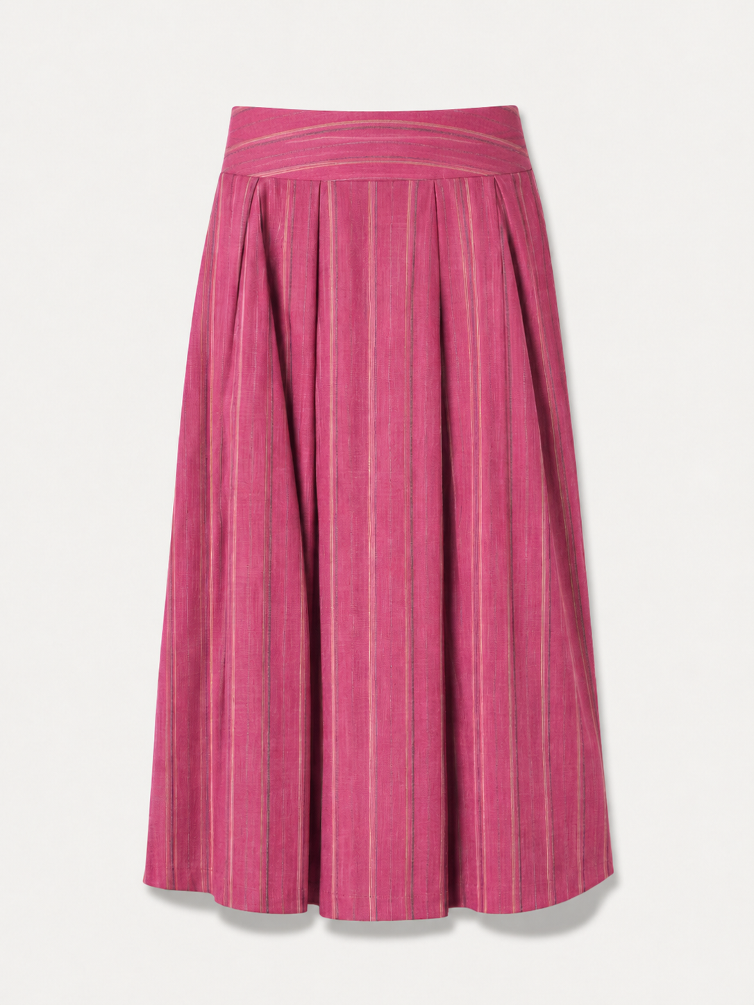 Maxi skirt with pockets Organic Linen Pink stripe – Valery | No More Nobody