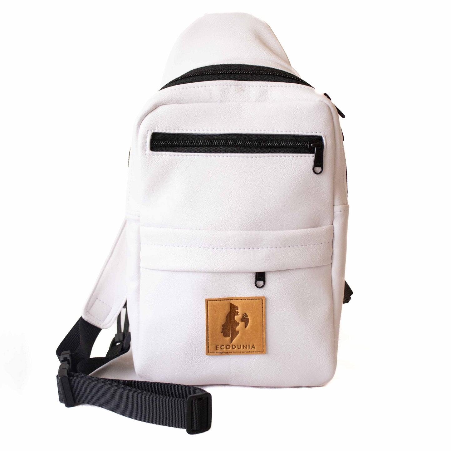 Umoja white vegan leather large sling bag travel #color_white