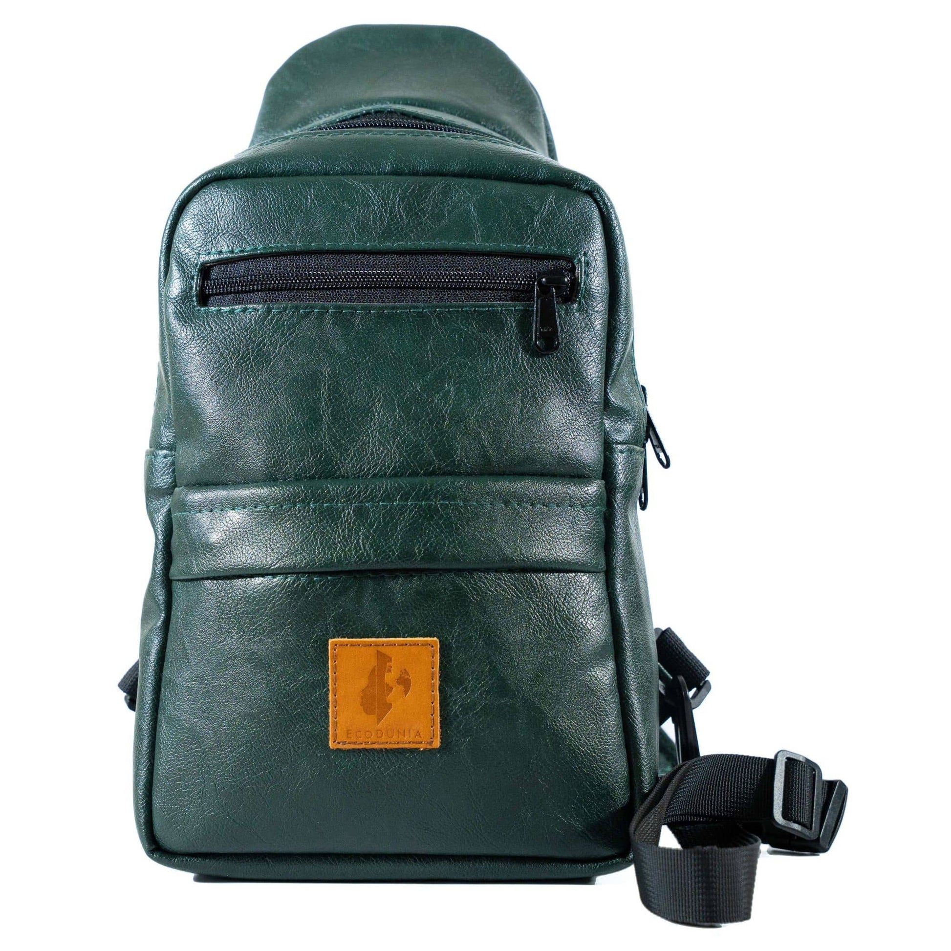Umoja forest green vegan leather sling bag #color_forest-green