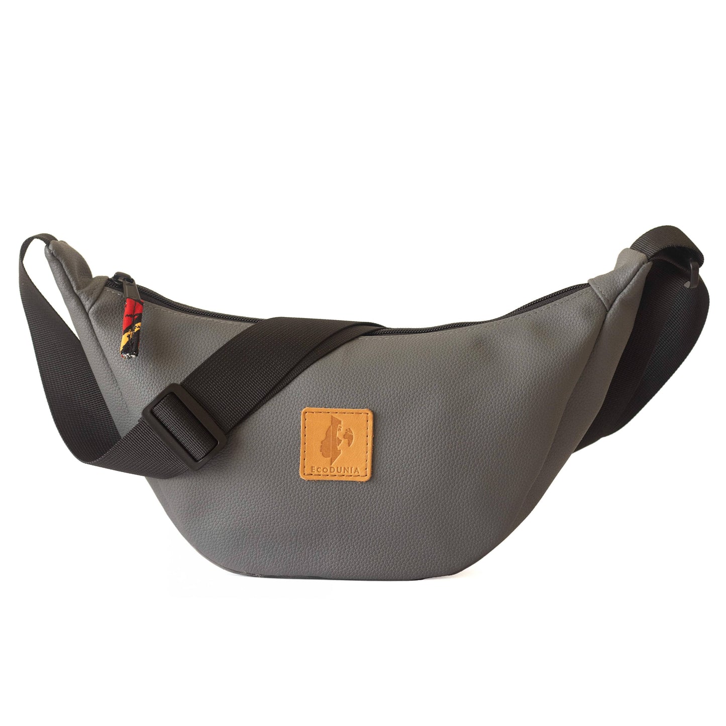 Gray Round Mini Shoulder Bag Ecodunia Vegan Leather Purse #color_gray