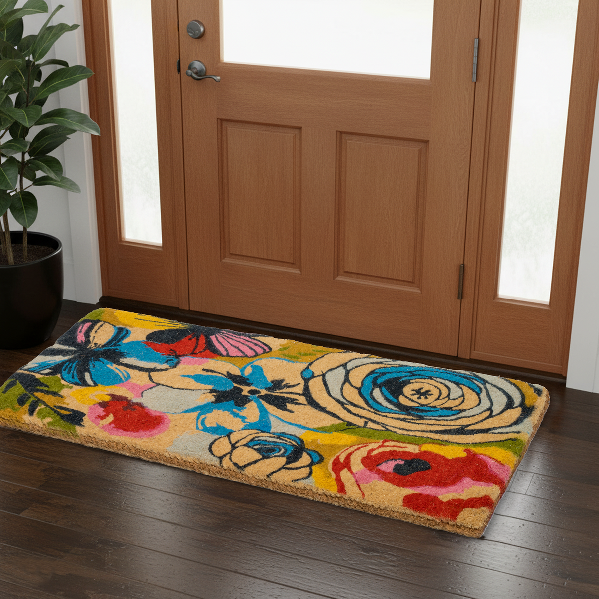 Watercolor Floral Coir Doormat