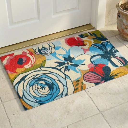 Watercolor Floral Outdoor Nylon Doormat - 18" x 30"