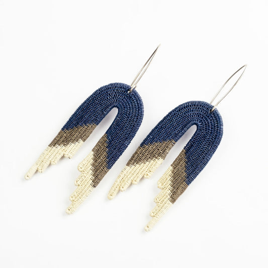 Navy Waterfall Earrings-TAVWE