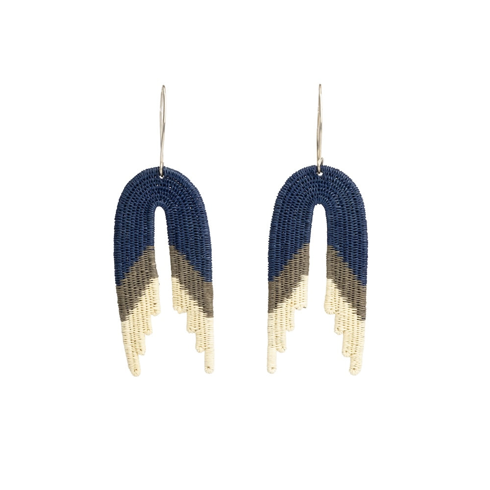 Navy Waterfall Earrings-TAVWE