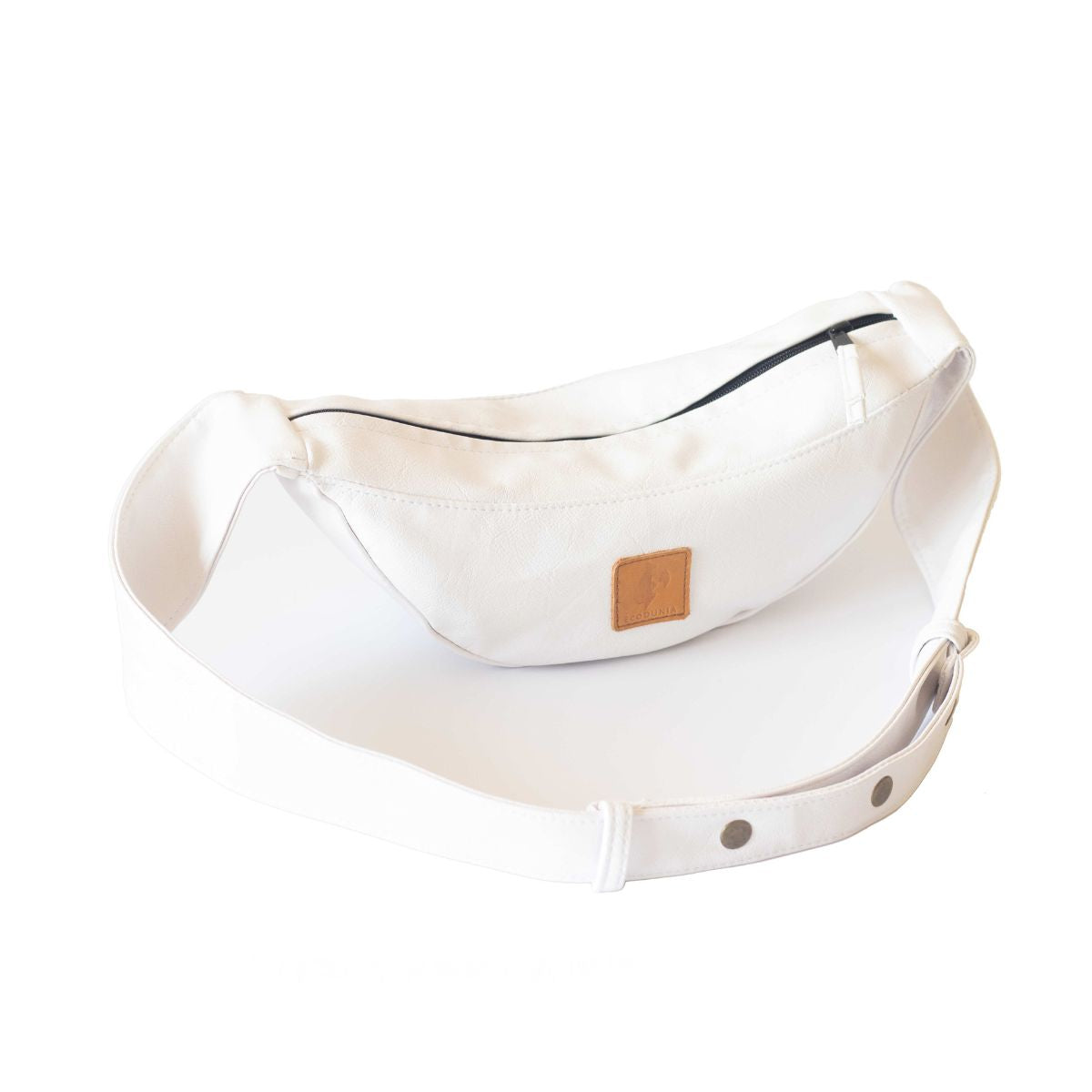 Half Moon Vegan Leather Crossbody Bag #color_white