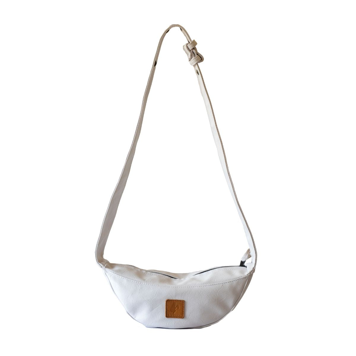 Half Moon Vegan Leather Crossbody Bag #color_white