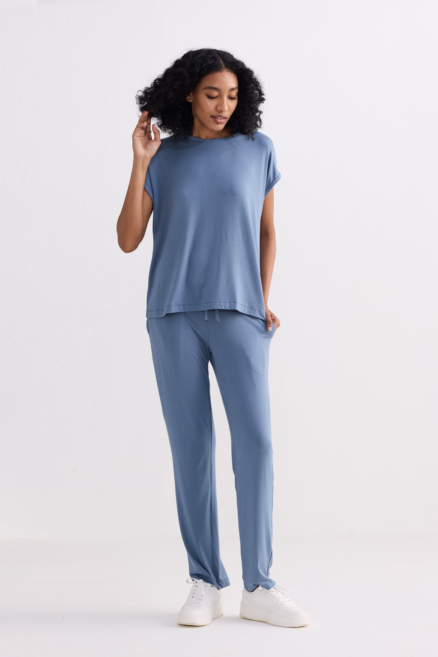 Relaxed Tee Set in Blue Moodshot