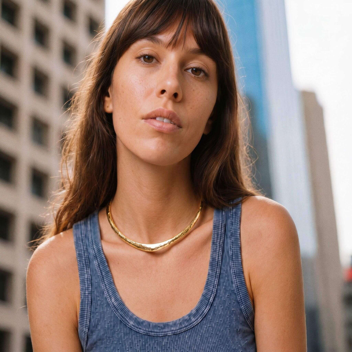 Hammered Wide Neck Cuff Brass Choker Necklace for Women | Msala - EcoDunia
