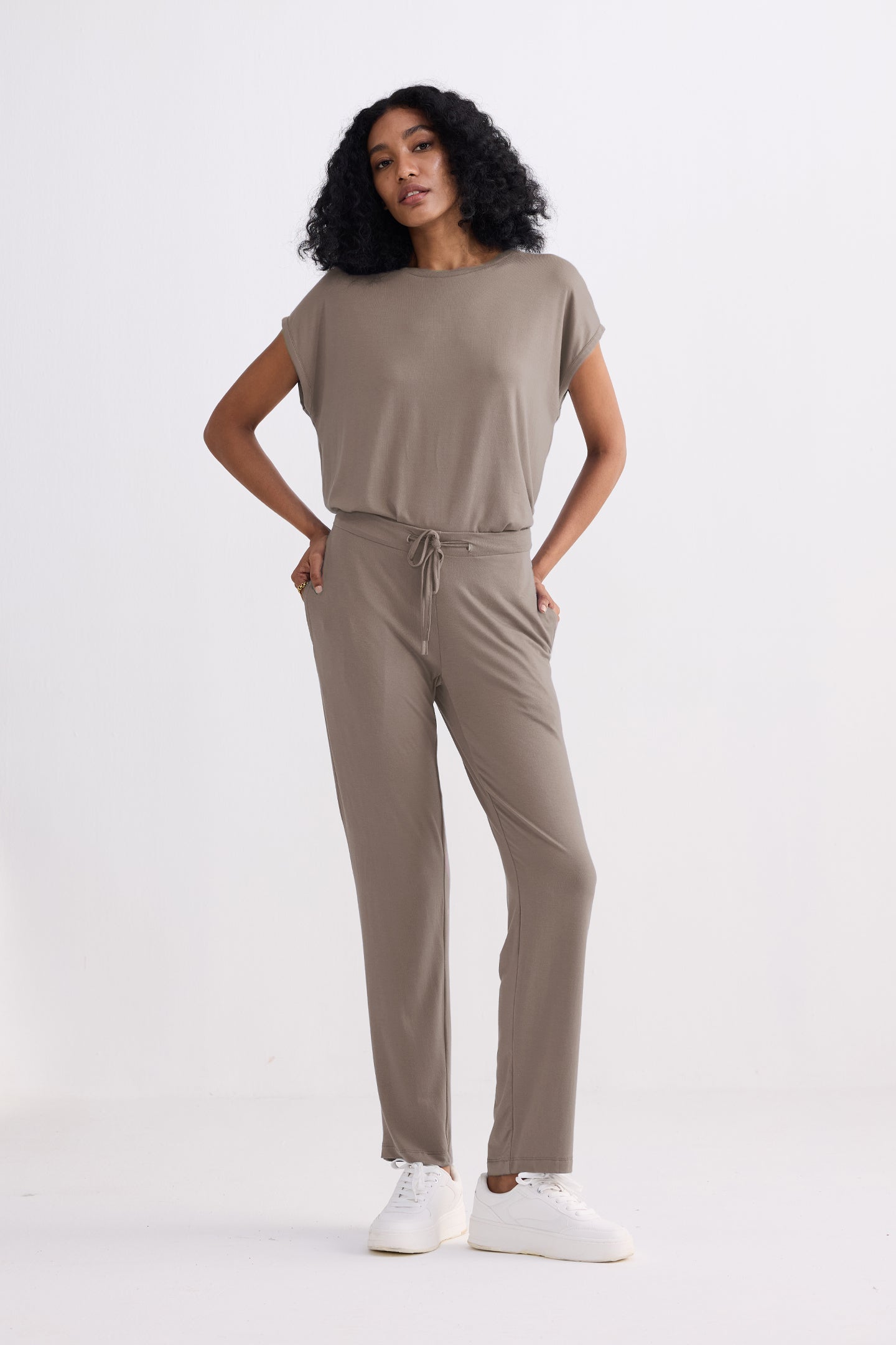 Wide Leg Pant in  Earth Grey