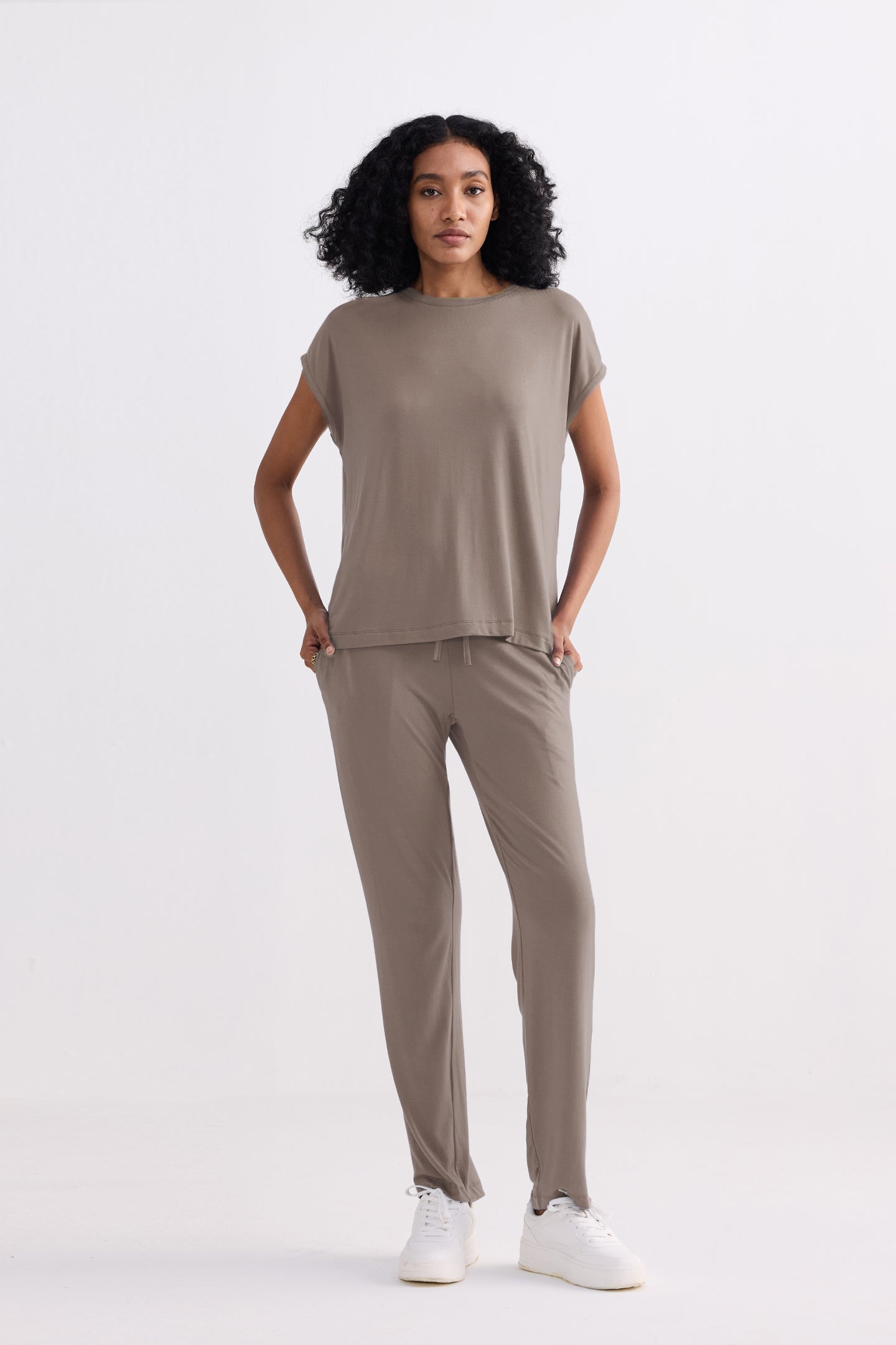 Wide Leg Pant in  Earth Grey