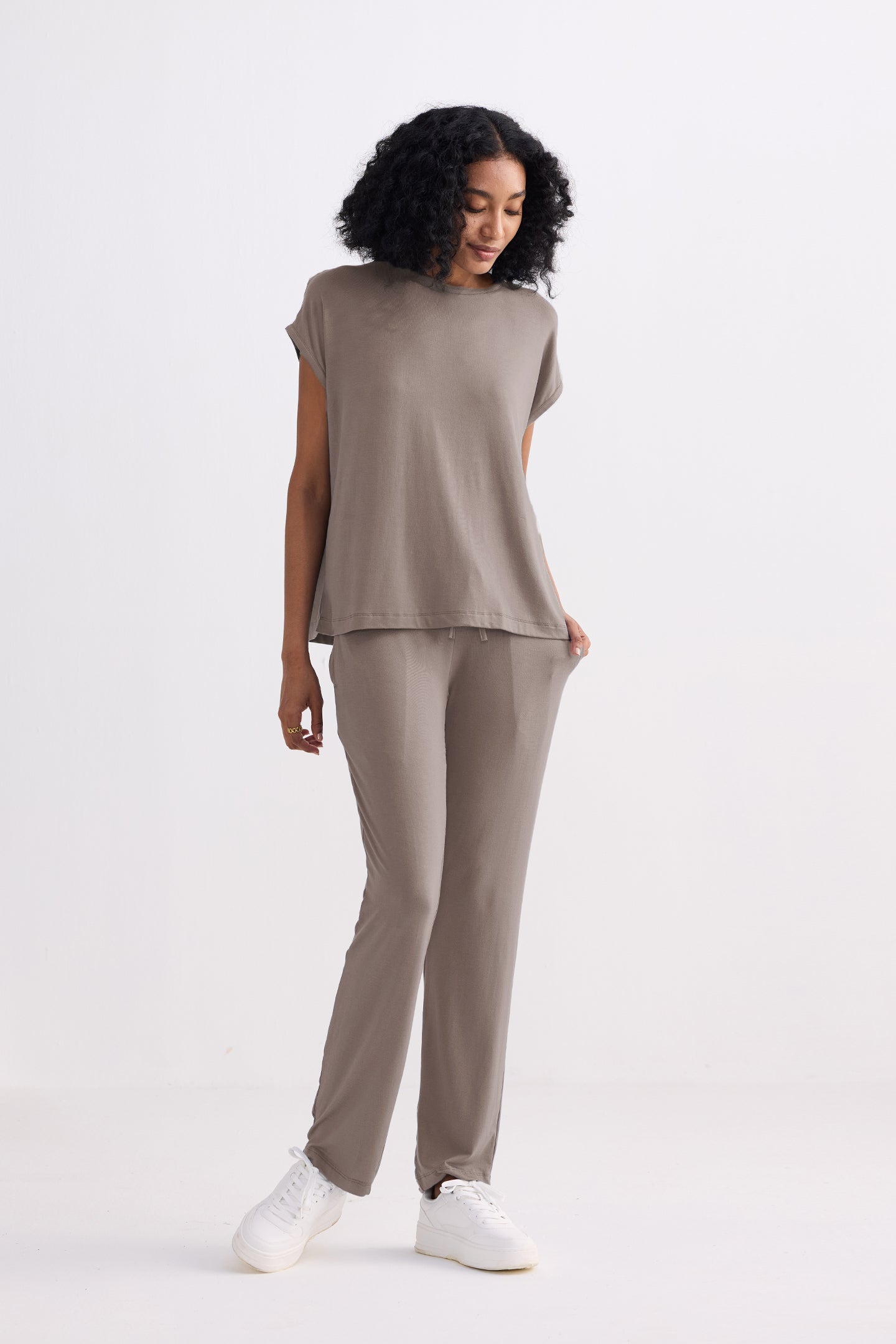 Wide Leg Pant in  Earth Grey