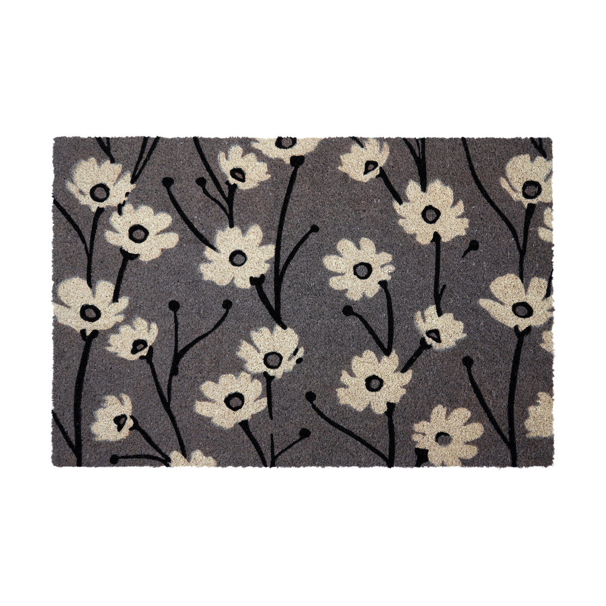 Wild Flowers - Gray Coir Doormat