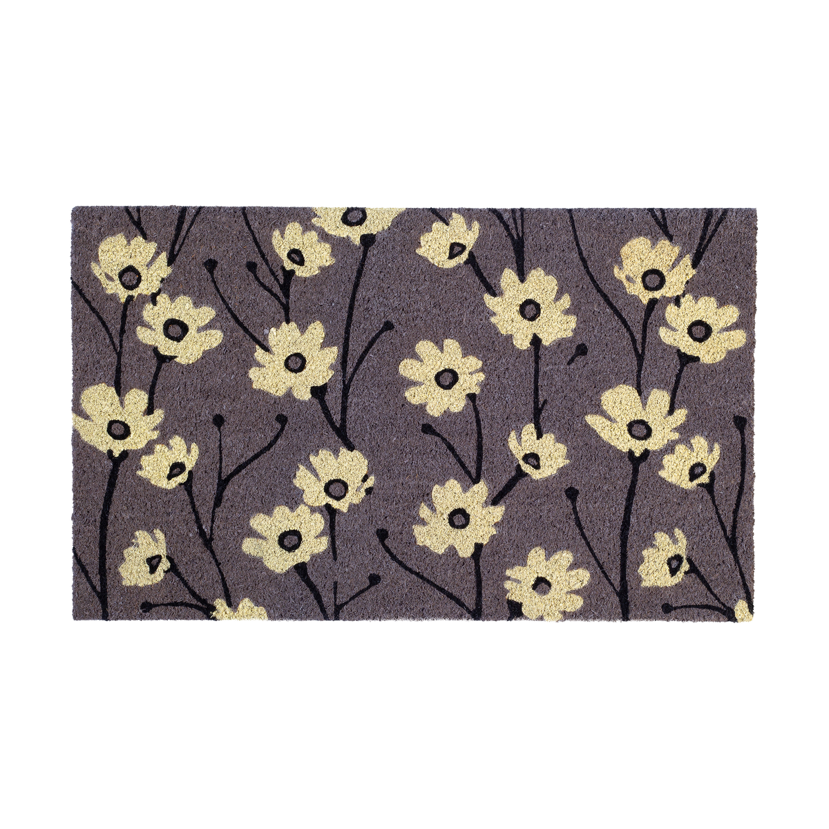 Wild Flowers - Gray Coir Doormat