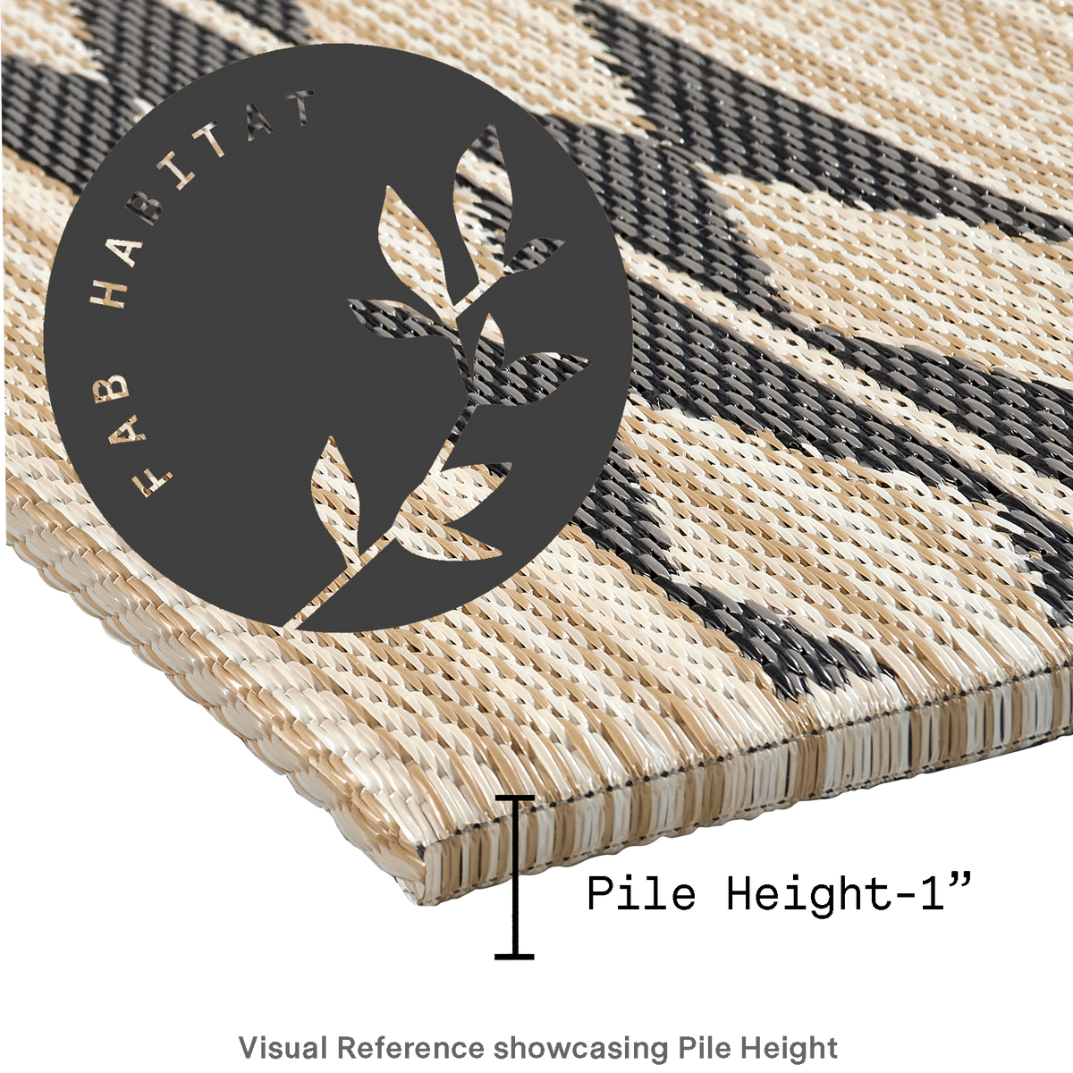 Cairo Natural & Black Outdoor Doormat – 24" x 36" Non-Slip, Recycled Plastic