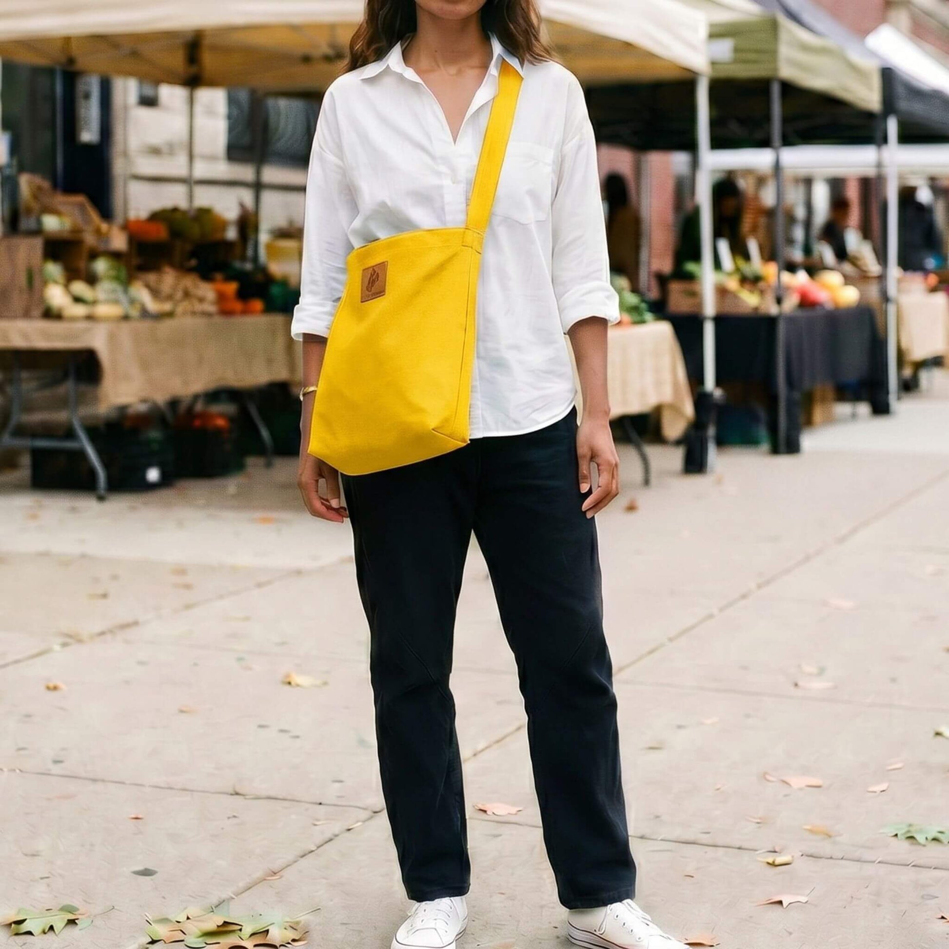 Canvas Carry-All Crossbody Bag for Men & Women | Amani #color_yellow