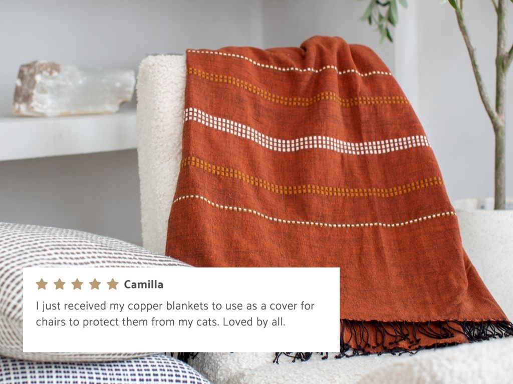Zenach copper throw with 5 stars customer review