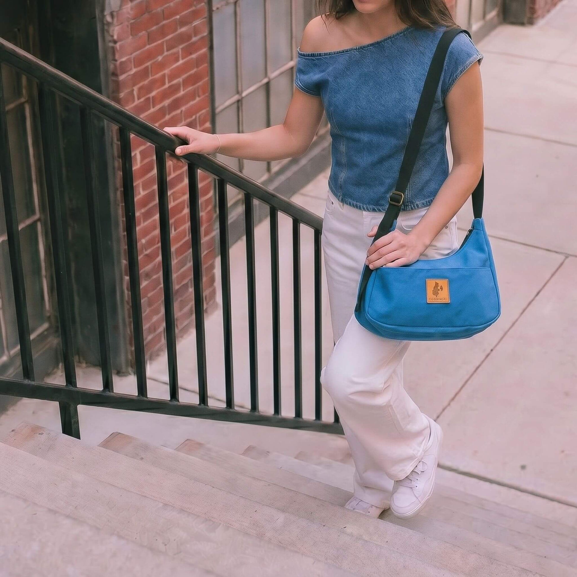 Zilly Blue Canvas Shoulder Crescent Bag #color_zilly-blue