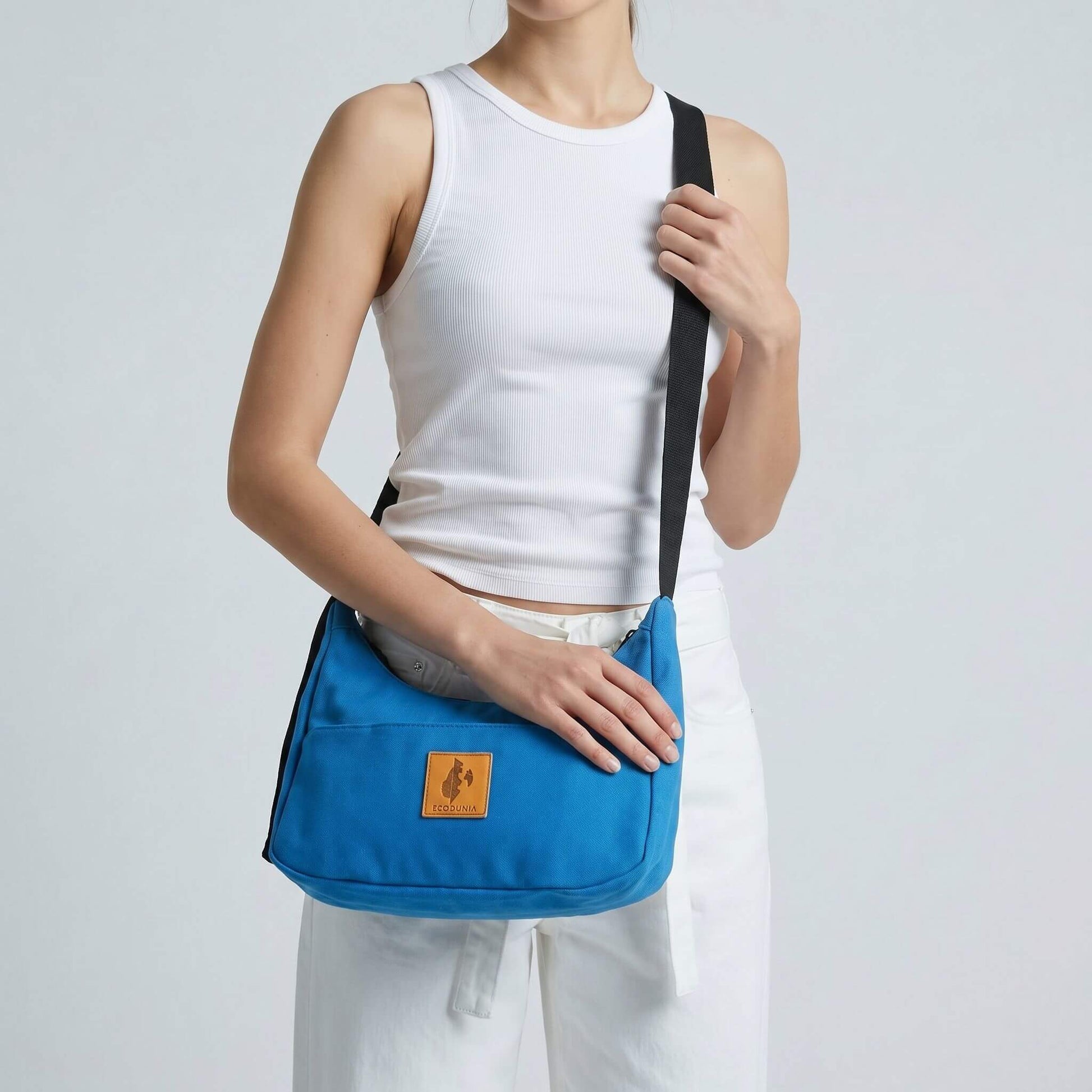 Zilly Blue Canvas Shoulder Crescent Bag #color_zilly-blue