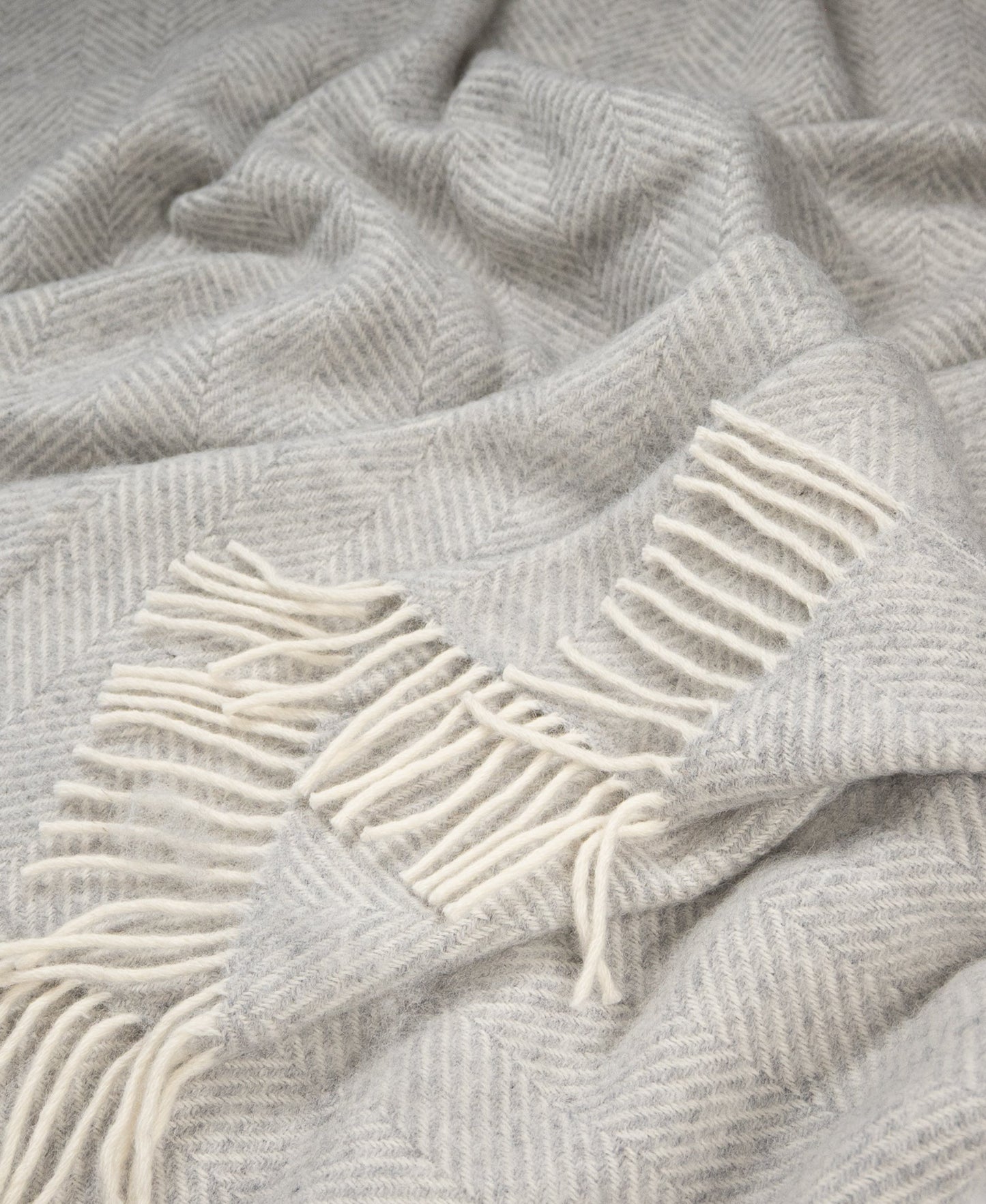 Highland Tweeds Herringbone  Pure New Wool Throw - Silver