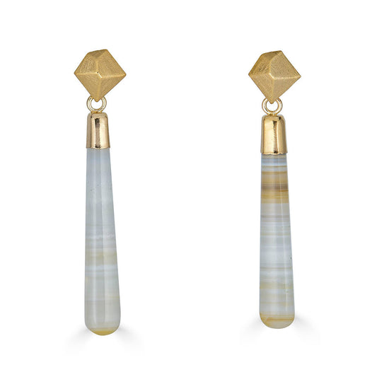 Lace Agate Long Drop Earrings