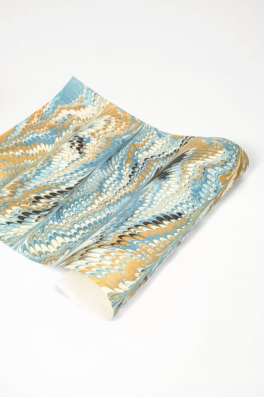 Hand Marbled Nila Feathers Gift Wrapping Paper Sheets