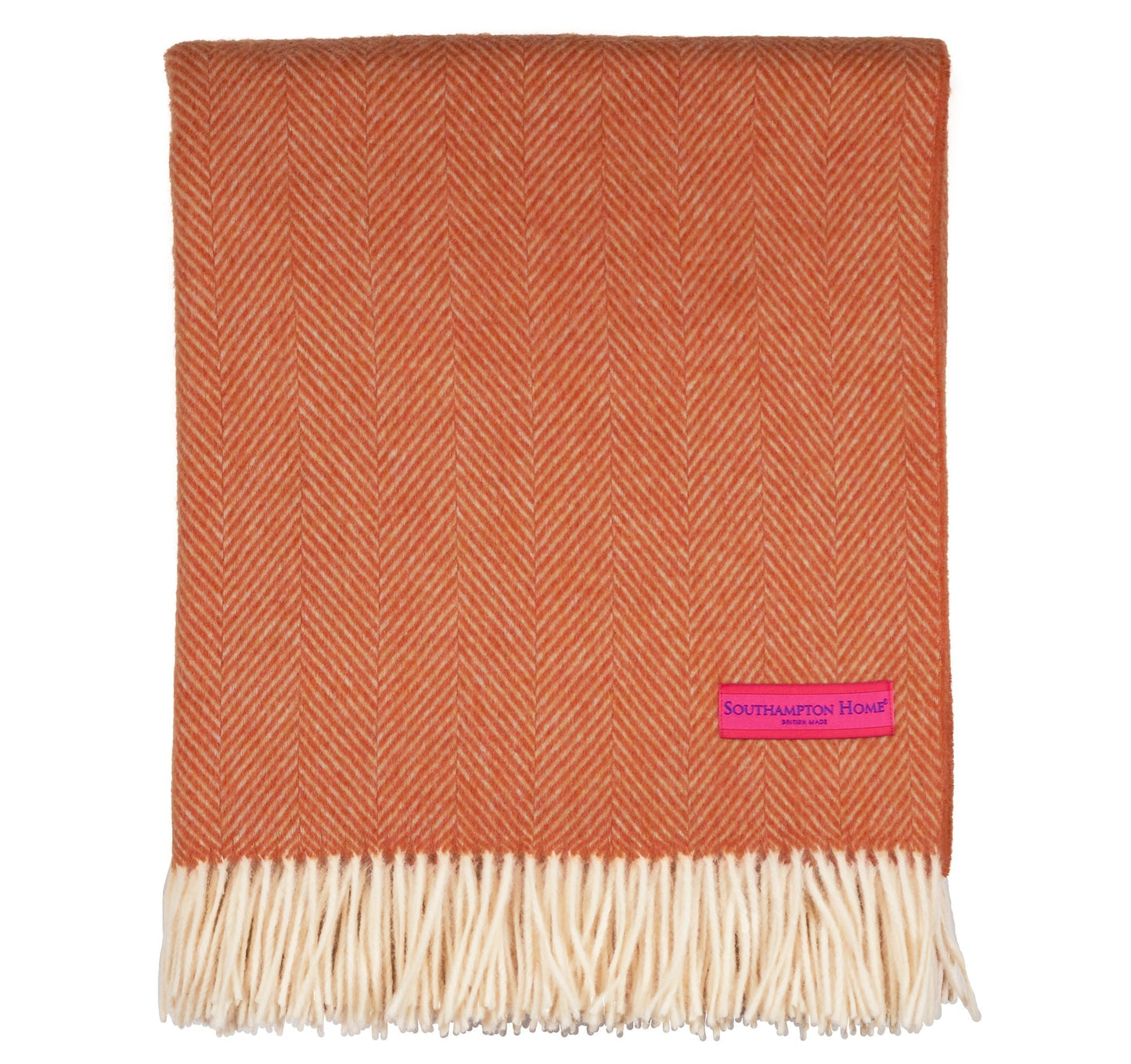 Southampton Home Merino Wool Herringbone Throw - Heirloom Tomato