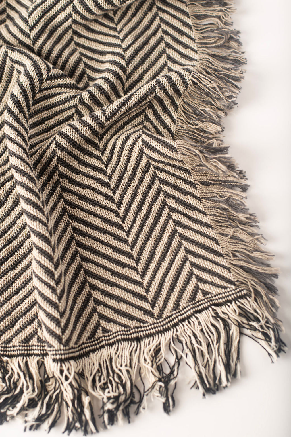 Neutral Herringbone Jacquard Woven Throw