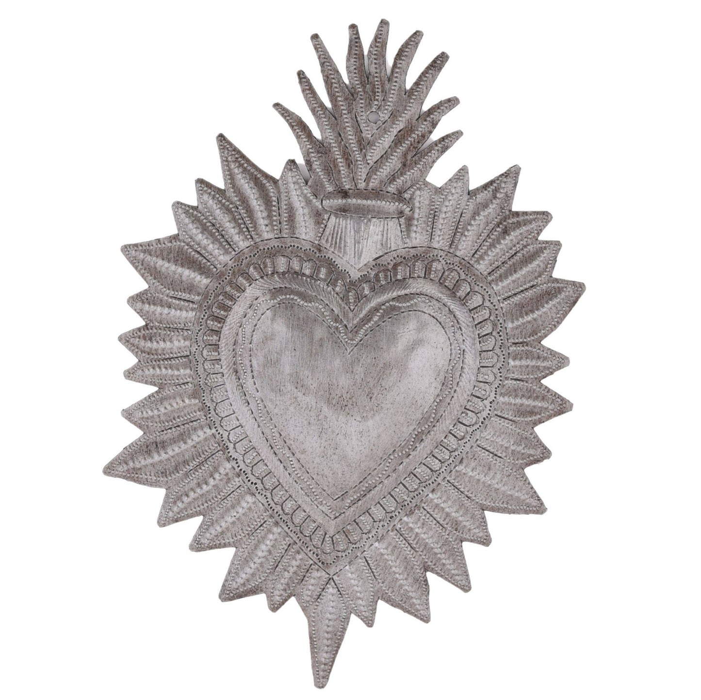 Haitian Metal Sacred Heart 8.5"x6" Handmade Wall Art