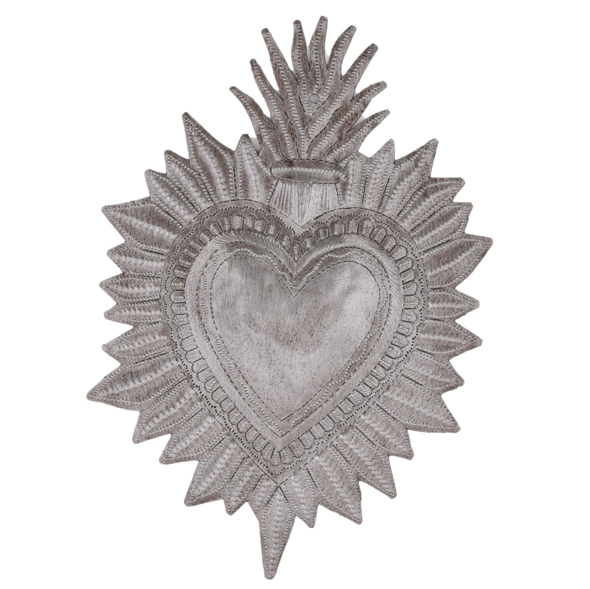 Haitian Metal Sacred Heart 8.5"x6" Handmade Wall Art