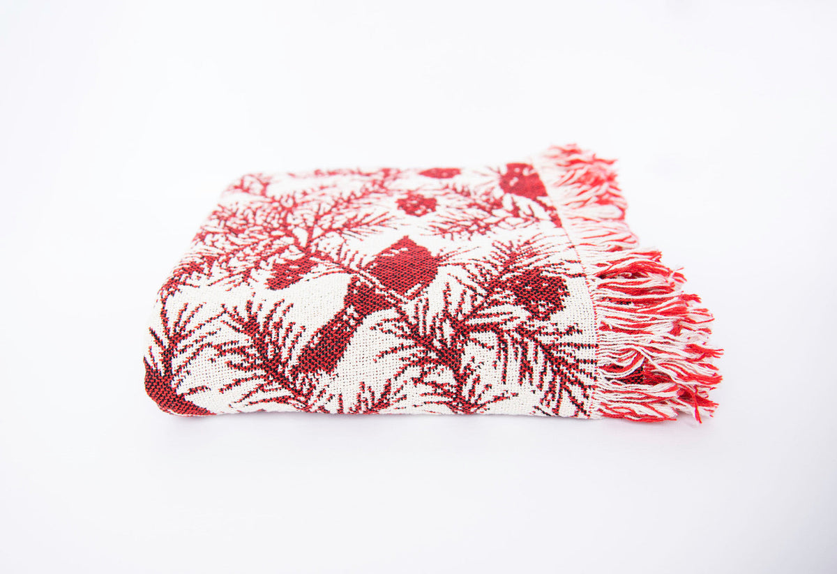 Red Cardinal Christmas Jacquard Woven Throw