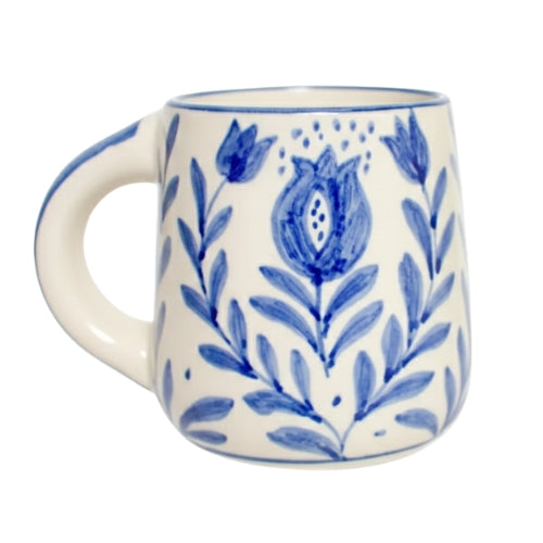 Casa Amarosa Blue Anaar Handpainted Stoneware Coffee Mug – 3.5x3 Inch