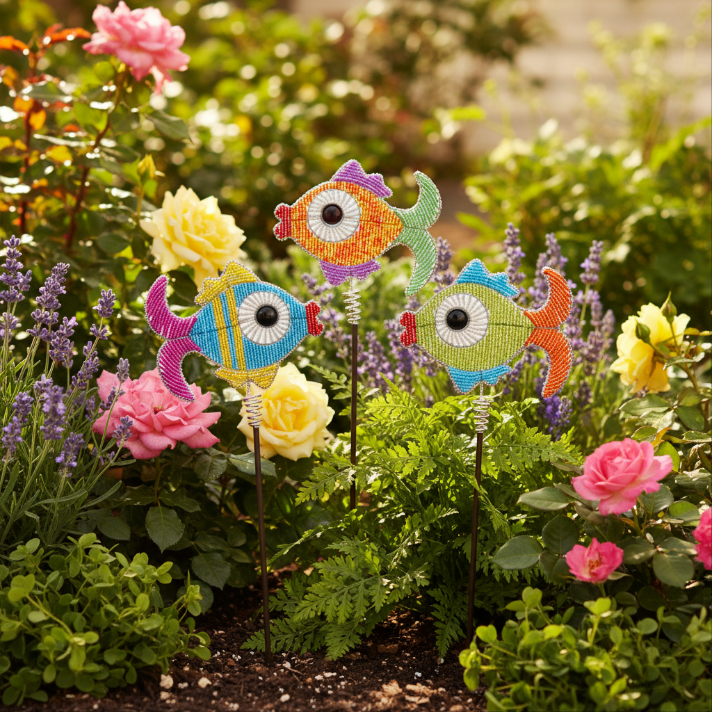 Fish Garden Stake, Asst  (Set of 3)