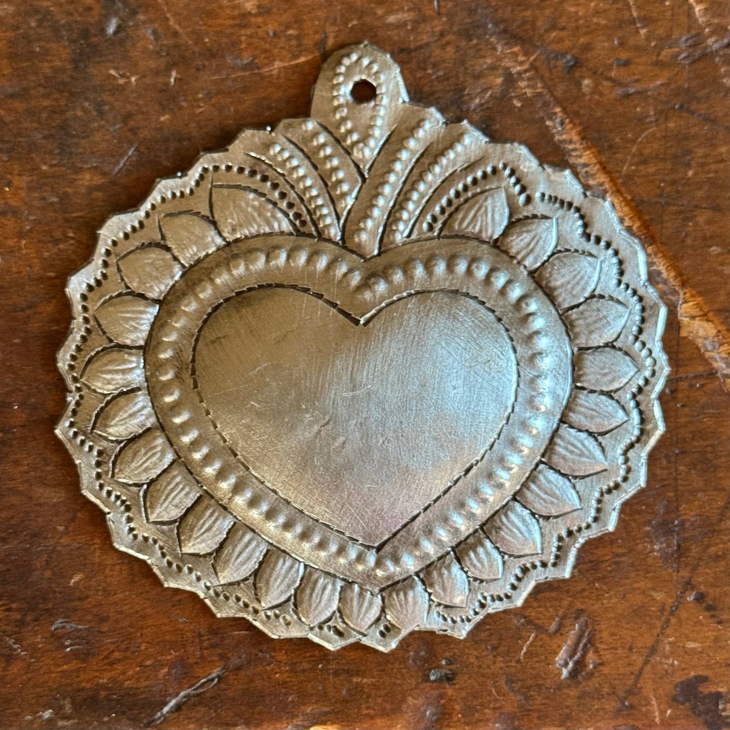 Sacred Heart, Wall Decor,Handmade Metal Haiti 3.5"x3.5"