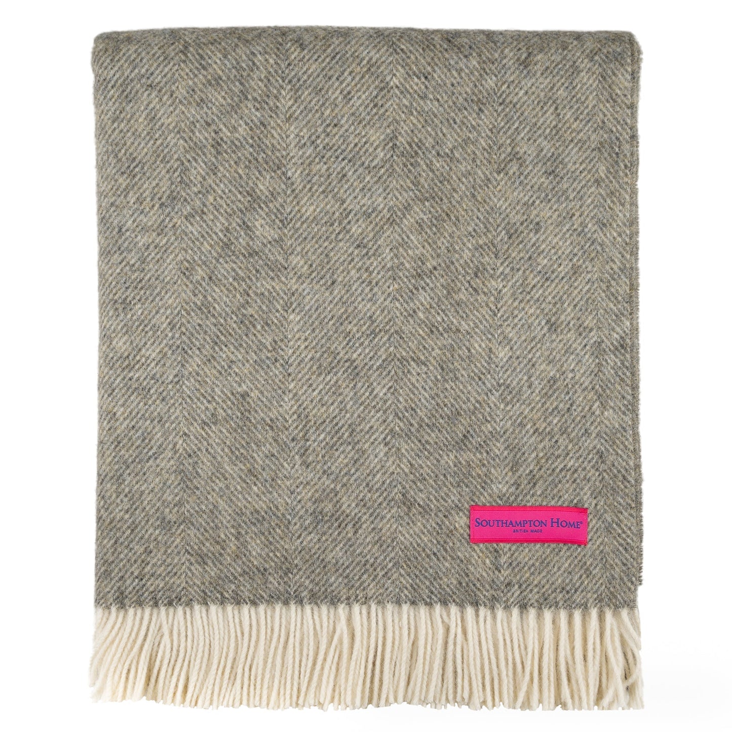 Southampton Home Shetland Lambswool Herringbone Throw – Estate Grey