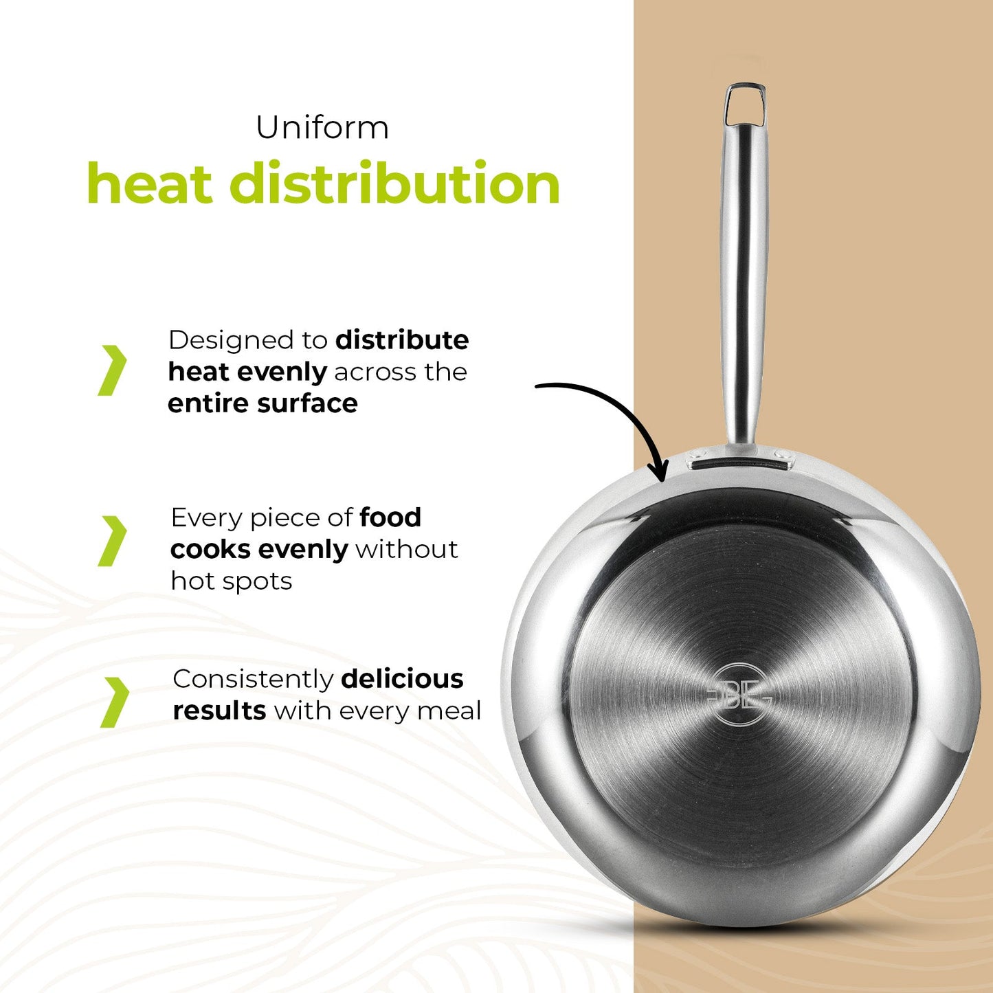 BE | LIVING - Essential Series - 10” / 26 cm Frying Pan - Triply Stainless Steel