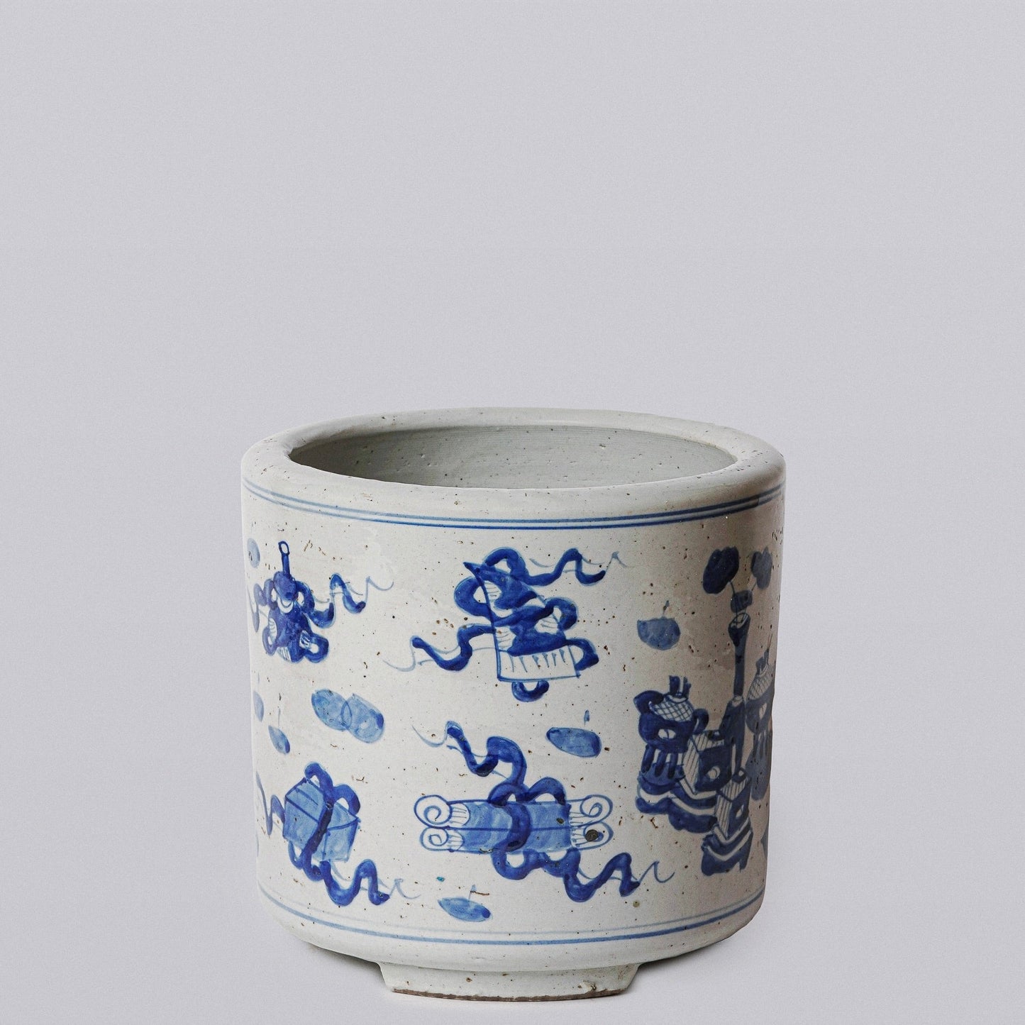 Blue and White Porcelain Treasures Footed Cachepot
