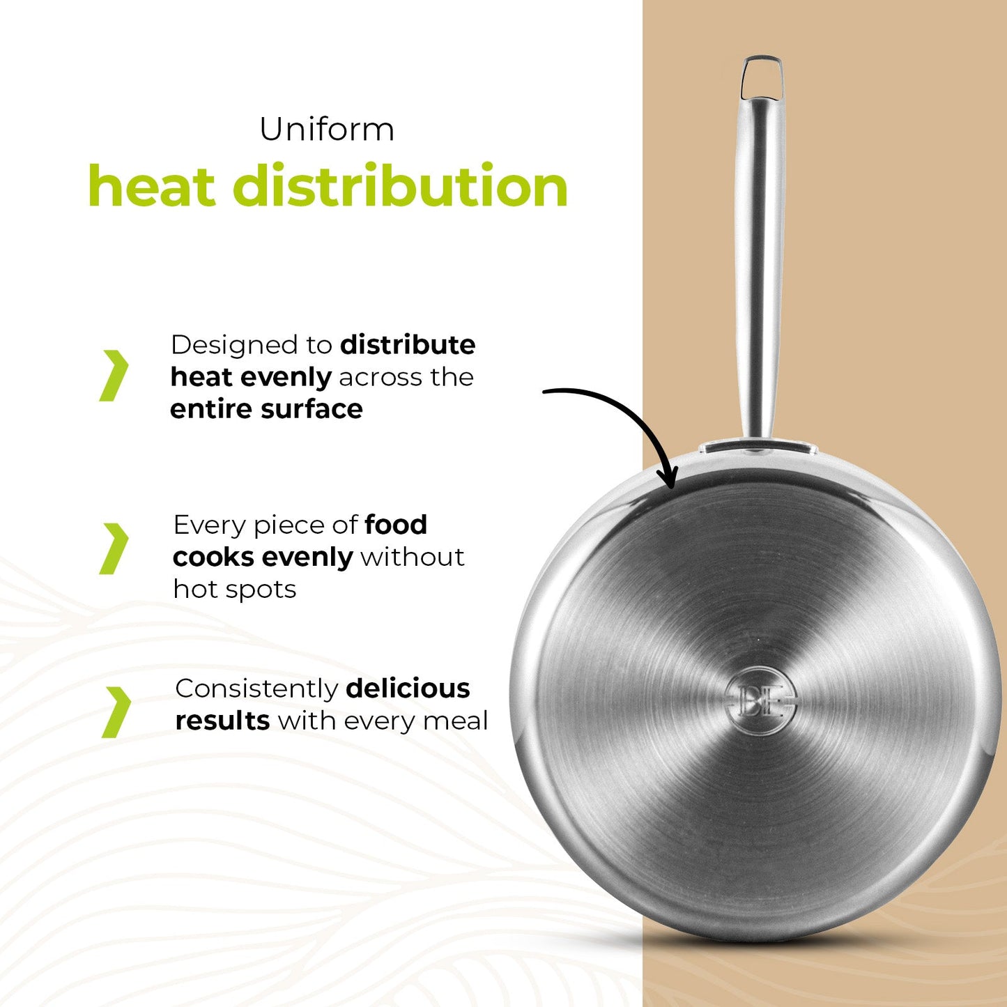 BE | LIVING Essential Series Saute Pan 24 cm (Triply stainless steel)