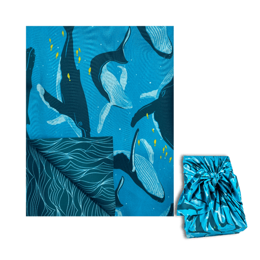 Assorted Set of 5 Reusable Cloth Furoshiki Gift Wrap | Ocean Conservation Collection