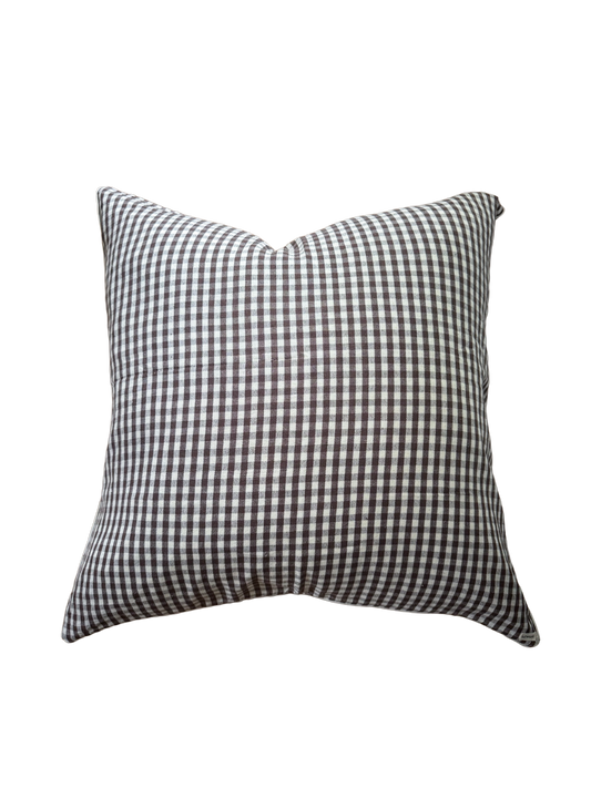 Chocolate Gingham Pillow Cover