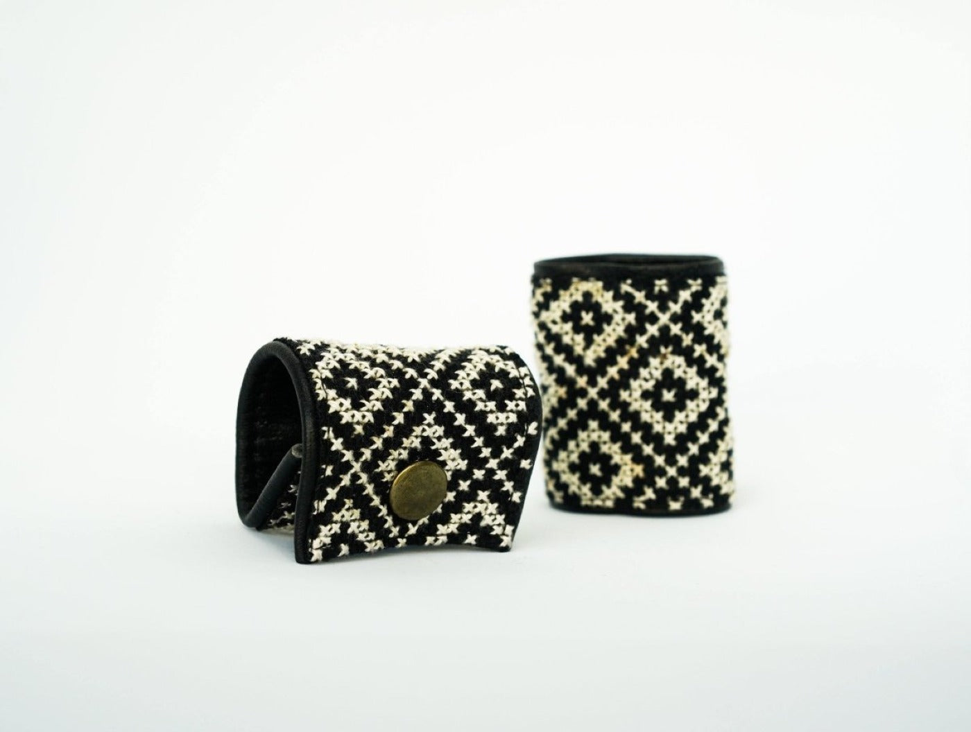S/2 Tatreez Napkin Rings - Black and White