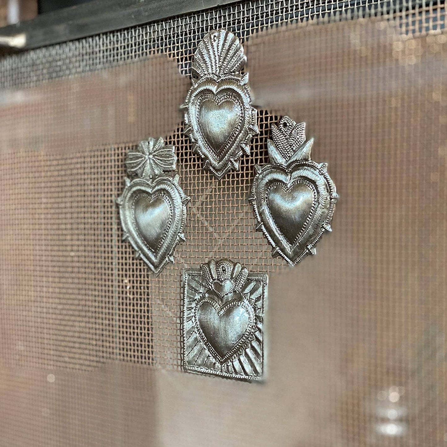 3" set/4 $3.20 ea, Milagro Heart, Sacred Hearts, Haitian Art