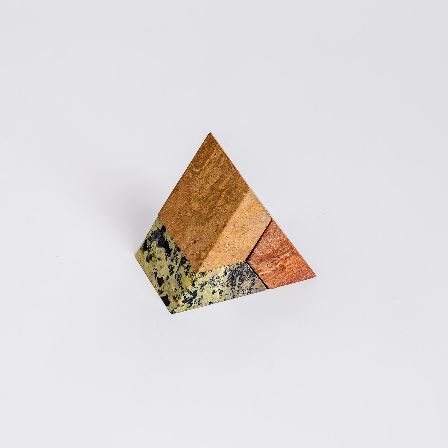 Triangle Gemstone puzzle  / 3piece candelabra Serpentine, Soapstone, Jasper
