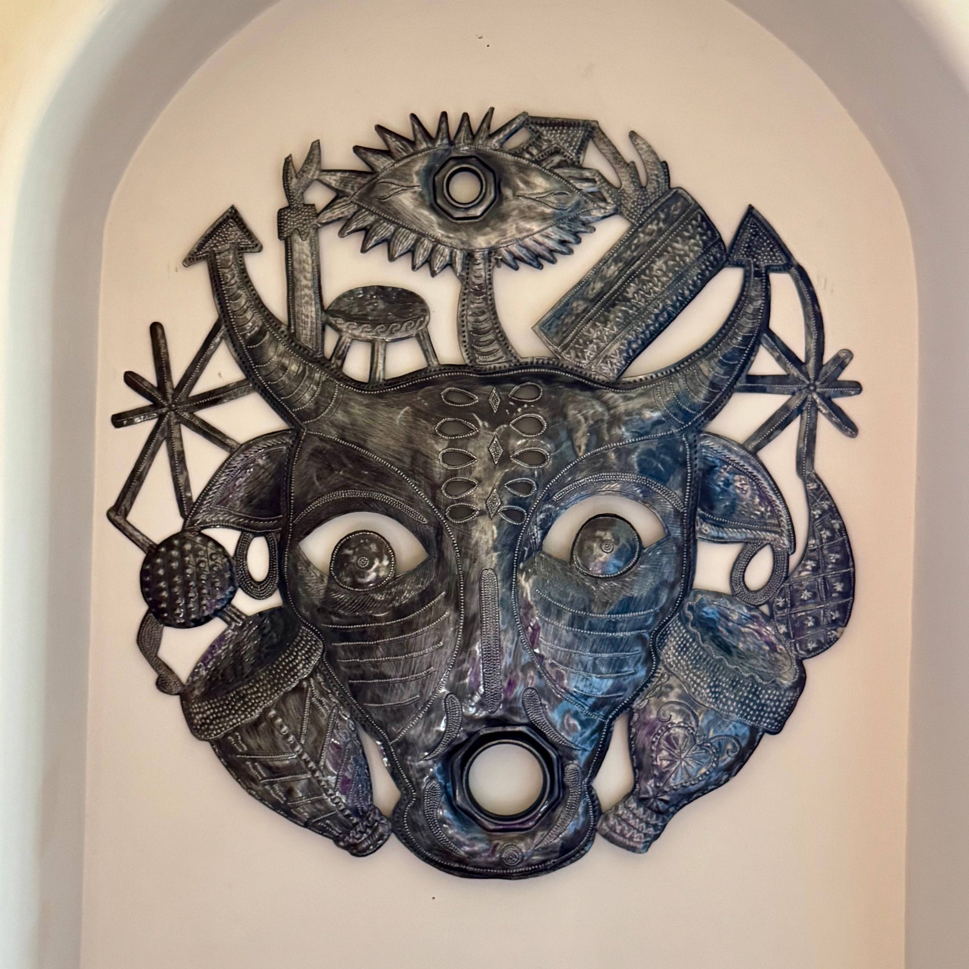 23"  Baron Voodoo Inspired Art Haitian Metal, Fair-trade