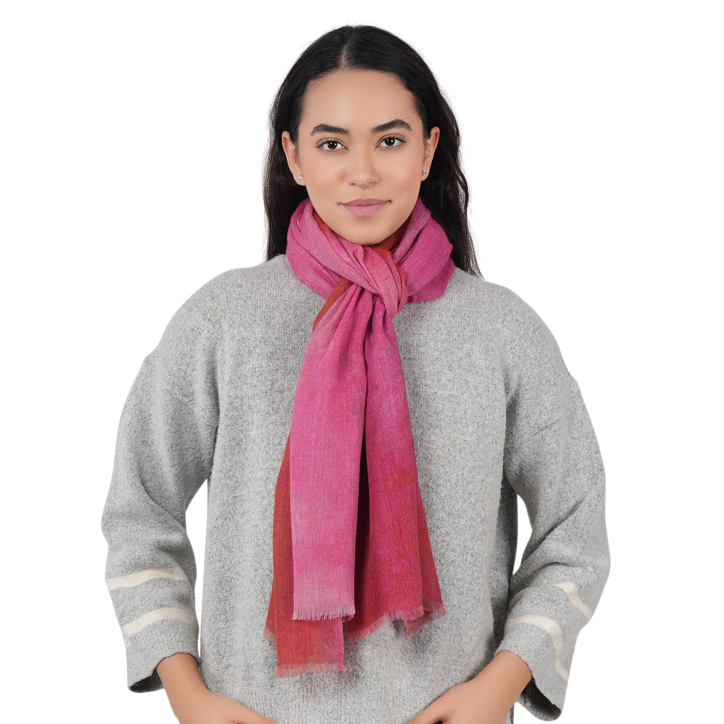 Ombré Cashmere Silk Scarf - Salsa Red