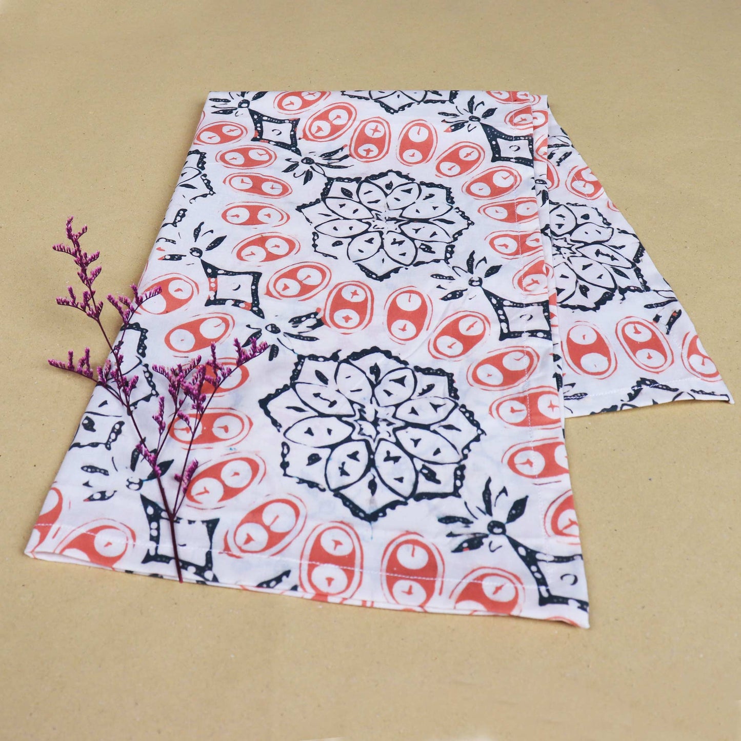 Batik Tea Towel Hand Dyed, Autumn Coral, Hand Dyed, 100% Cotton