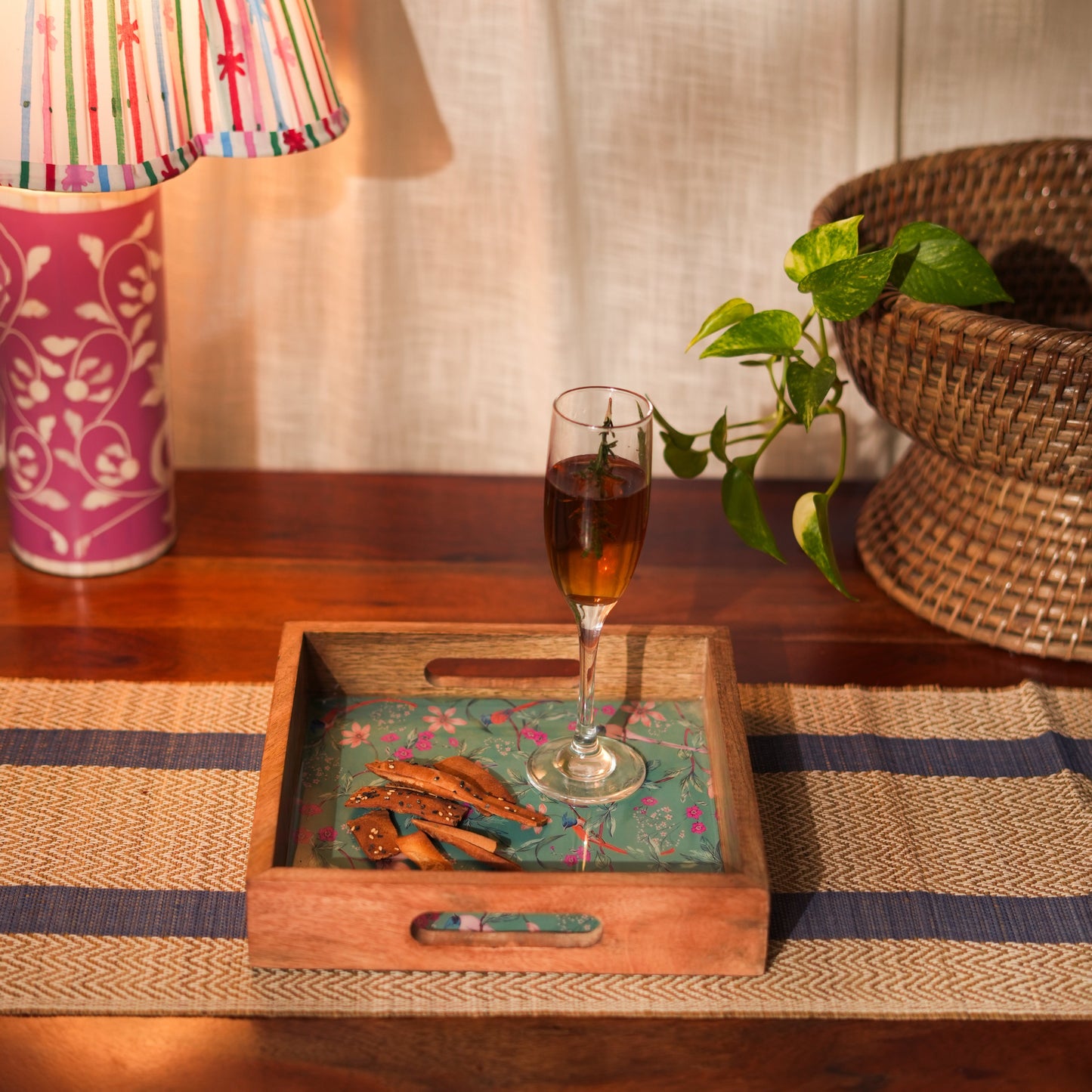 Aqua Flora Serving Tray